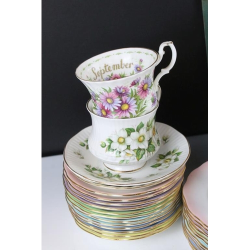 83 - Royal Albert 'Rainbow' tea set for 12 to include 12 cups, 12 saucers & 12 tea plates, plus a Royal A... 