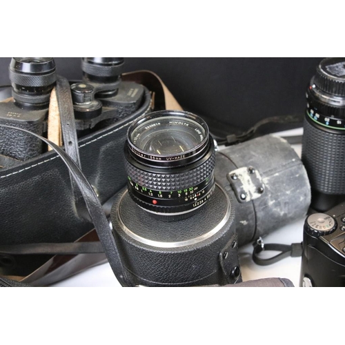 333 - Collection of cameras and related equipment to include a Pentax ME super camera with a 35-70mm lens,... 