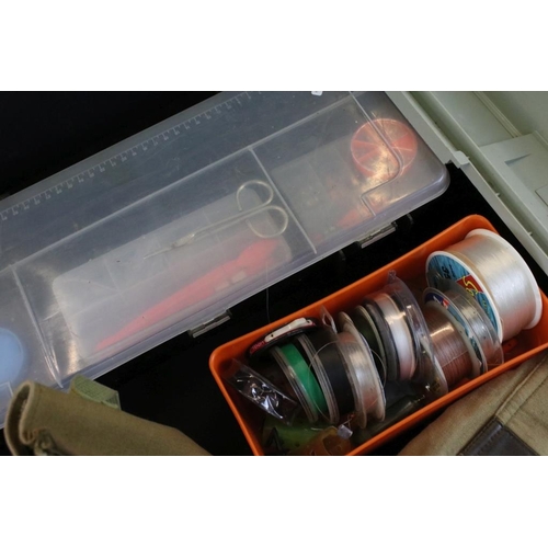 351 - Large quantity of Fishing Tackle to include seven fixed spool reels, four fishing boxes containing s... 