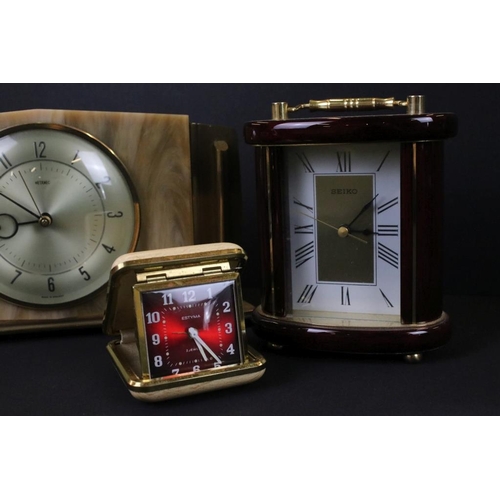 360 - Metamec Art Deco style clock, 15cm high, Seiko carriage type clock, Westclox Big Ben Repeater, Estym... 