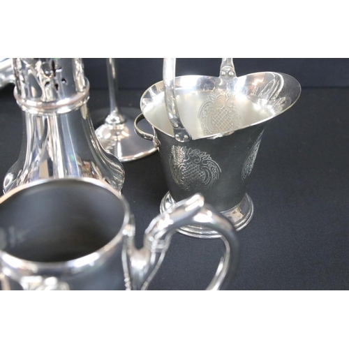 362 - A collection of mixed silver plate to include candlesticks, goblets, trays, cutlery, sugar shaker...... 