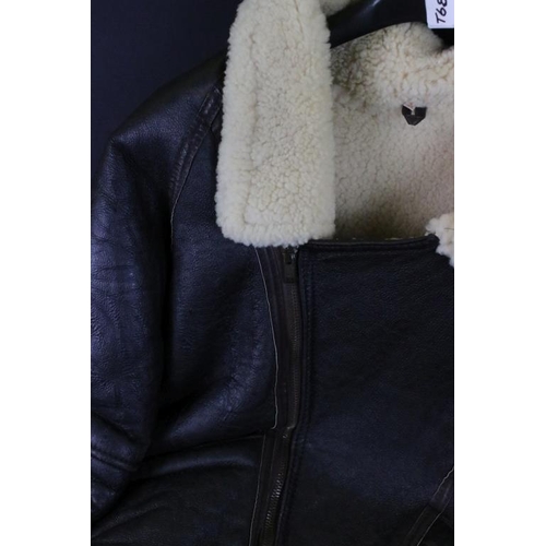 367 - 20th Century sheepskin jacket coat with zip closure and buckle adjustments. Shoulders measure approx... 