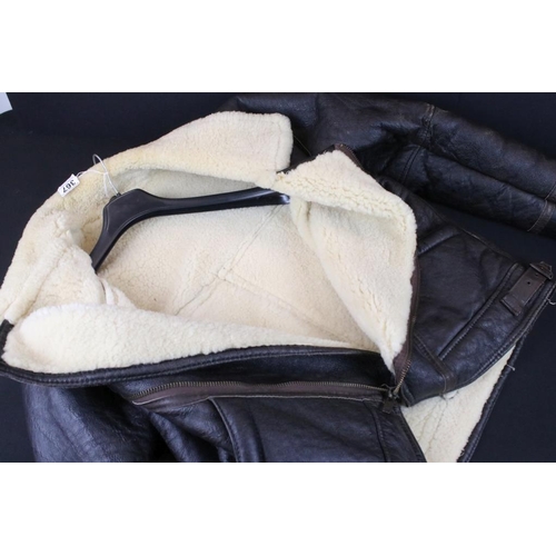 367 - 20th Century sheepskin jacket coat with zip closure and buckle adjustments. Shoulders measure approx... 