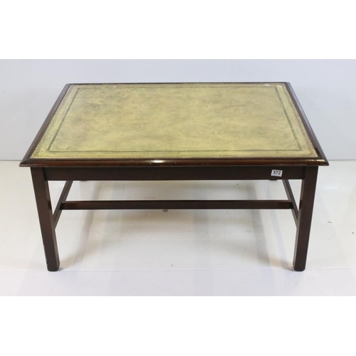 572 - Large Rectangular Low / Coffee Table in the George III style with green leather inset top and square... 