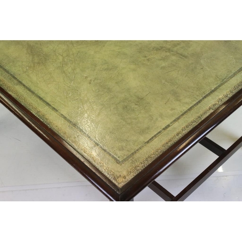 572 - Large Rectangular Low / Coffee Table in the George III style with green leather inset top and square... 