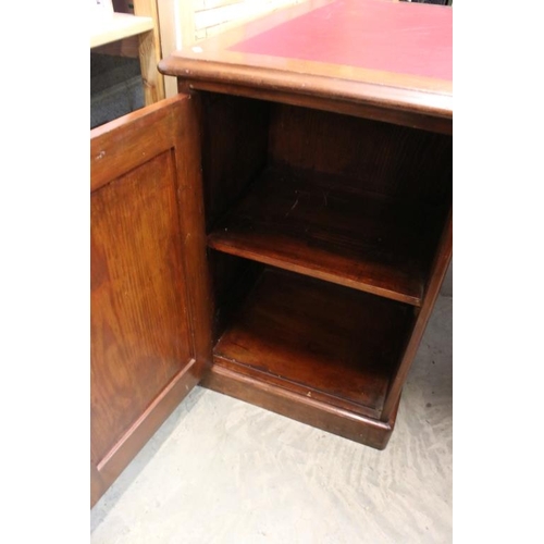 573 - Late Mid century British Rail (Western Region) Partners Desk, the red leather inset top supported by... 