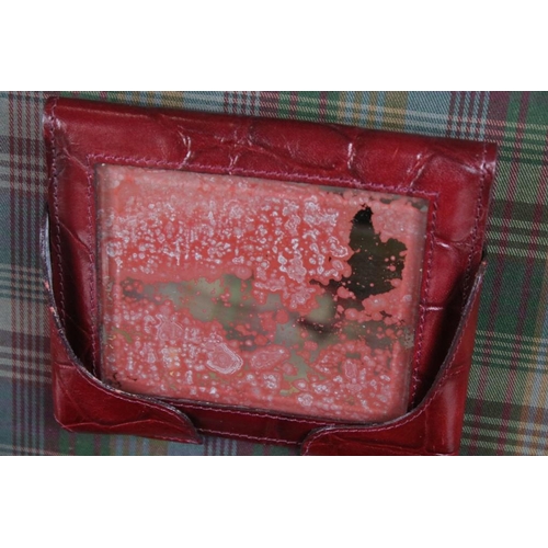 373 - Mulberry 'antique' leathers maroon beauty case bag, constructed from maroon red leather with alligat... 