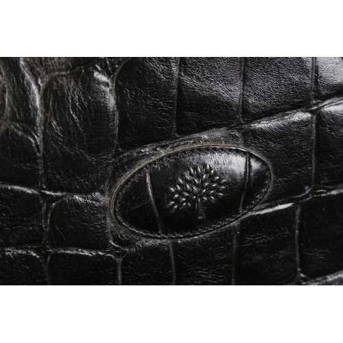 375 - Mulberry black alligator skin embossed holdall weekend bag. The bag having gold tone hardware with c... 