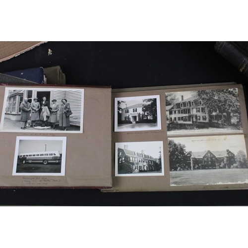 389 - Collection of empty Victorian photograph albums with embossed covers and pierced and floral pages wi... 