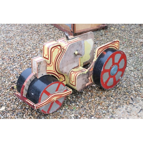 474 - Mid 20th C steam roller fairground ride with pin striped detail, approx 104cm long (a/f)