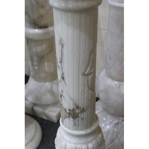 475A - Pair of Marble Jardiniere Stand, 65cm high together with Marble Jardiniere Stand with circular top, ... 