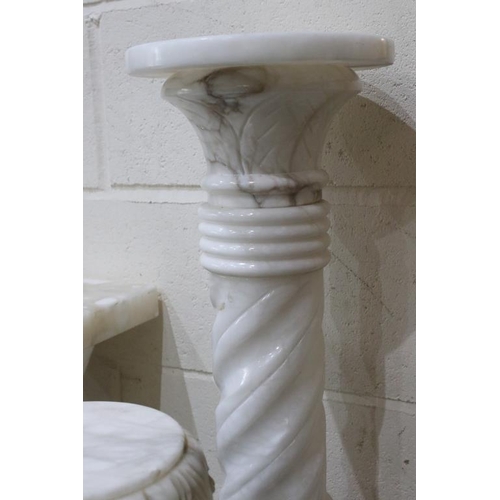 475A - Pair of Marble Jardiniere Stand, 65cm high together with Marble Jardiniere Stand with circular top, ... 