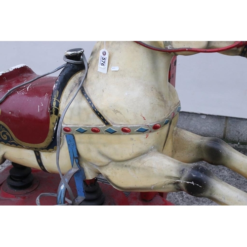 576 - Mid century Arcade Coin Operated Sit-on Child’s ‘ Horse ‘ Amusement Ride, 177cm long x 128cm high