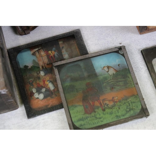 655 - Six boxes of magic lantern slides, subjects to include: cats, fishing scenes (Studies of Fisher Life... 