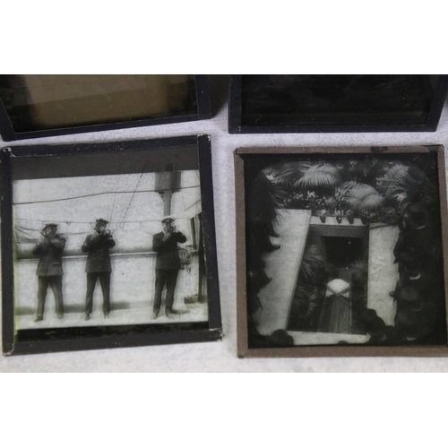 661 - Four boxes of magic lantern slides, subjects to include: nautical, topographical, seaside scenes inc... 