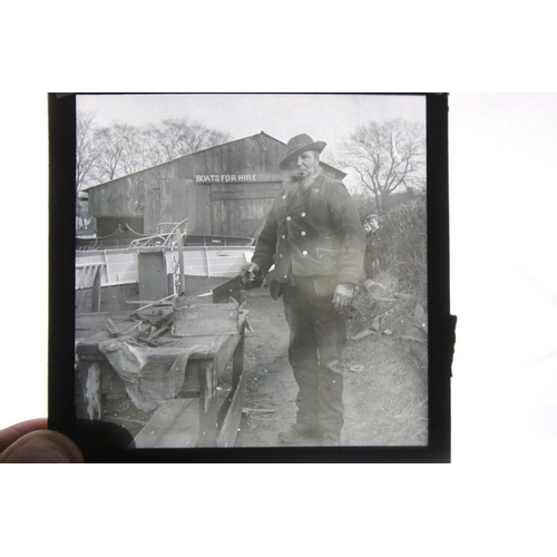 661 - Four boxes of magic lantern slides, subjects to include: nautical, topographical, seaside scenes inc... 