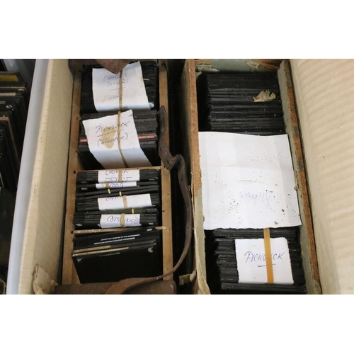 661 - Four boxes of magic lantern slides, subjects to include: nautical, topographical, seaside scenes inc... 