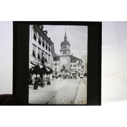 662 - Four boxes of magic lantern slides, subjects to include: Series d'Histoires, Superior Coloured Litho... 