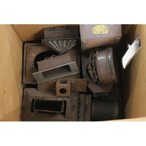 677 - Very large quantity of tinplate metal magic lantern parts, featuring the Primus Folding Lantern, The... 