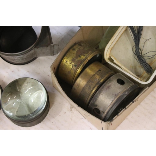 677 - Very large quantity of tinplate metal magic lantern parts, featuring the Primus Folding Lantern, The... 