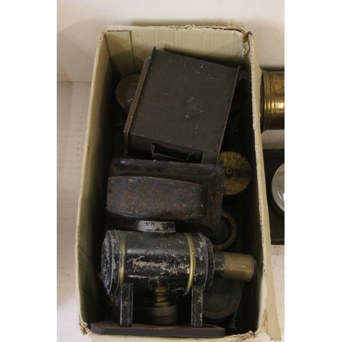 677 - Very large quantity of tinplate metal magic lantern parts, featuring the Primus Folding Lantern, The... 