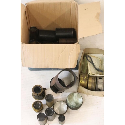 677 - Very large quantity of tinplate metal magic lantern parts, featuring the Primus Folding Lantern, The... 