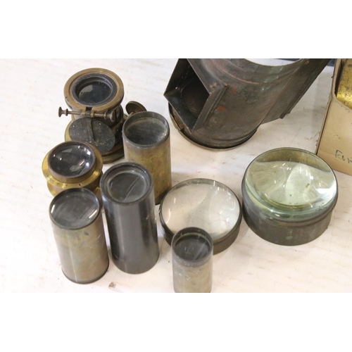 677 - Very large quantity of tinplate metal magic lantern parts, featuring the Primus Folding Lantern, The... 