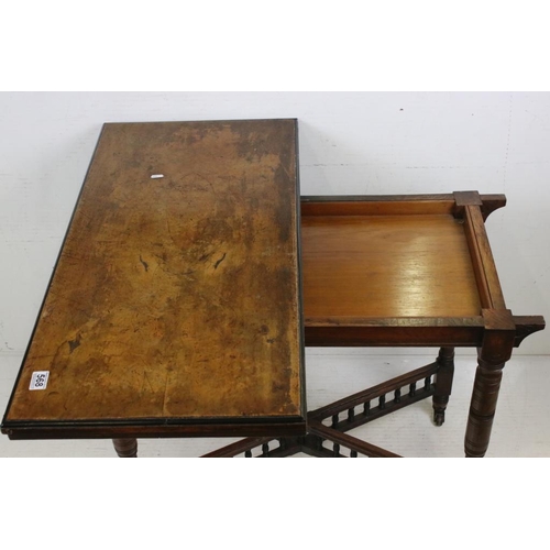 568 - Victorian Rectangular Fold-over Card Table, the hinged top opening to a green baise playing surface,... 