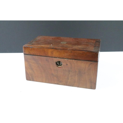 179 - Four early 20th century wooden boxes / tea caddies to include a mahogany tea caddy (20cm wide), rose... 