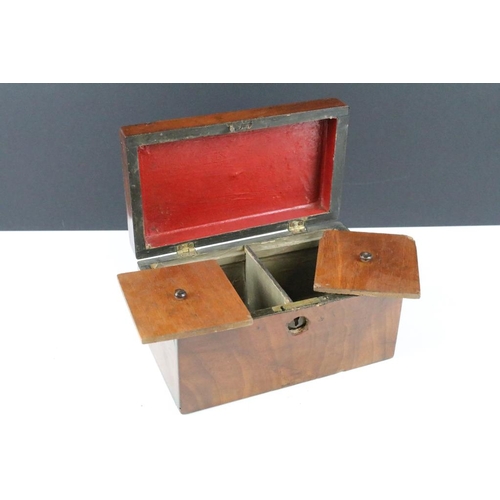 179 - Four early 20th century wooden boxes / tea caddies to include a mahogany tea caddy (20cm wide), rose... 