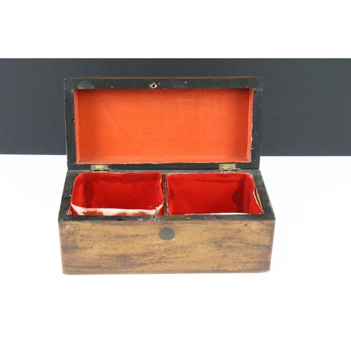 179 - Four early 20th century wooden boxes / tea caddies to include a mahogany tea caddy (20cm wide), rose... 