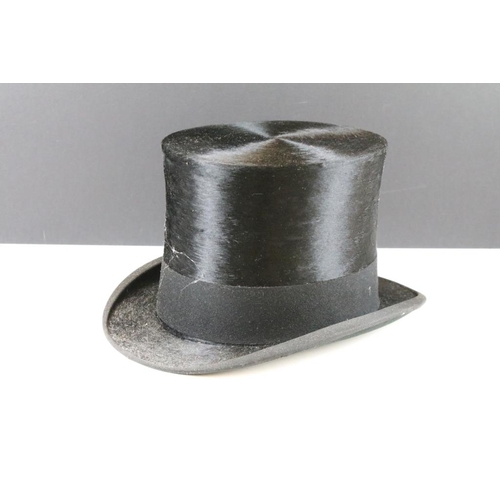 185A - Victorian Henry Heath Limited black silk top hat, in original box (internal circumference approx 54c... 