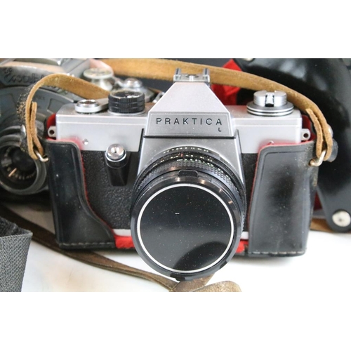 325 - Pentax P30 camera body having a macro 35-70mm lens, a Sigma 200mm lens, an Exacta Jhagee camera and ... 