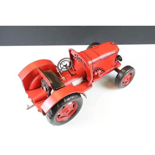 329 - Model David Brown Tractor with articulated wheels, made by Lesser & Pavey together with a similar Ro... 