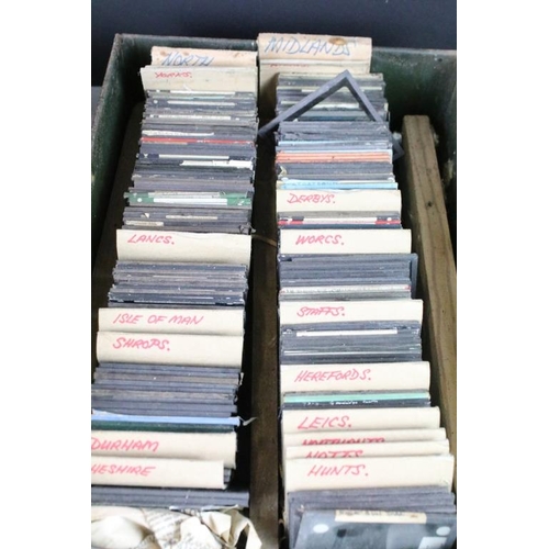 586 - Three boxes of English topographical magic lantern slides to include London, Kent, Sussex, Yorkshire... 