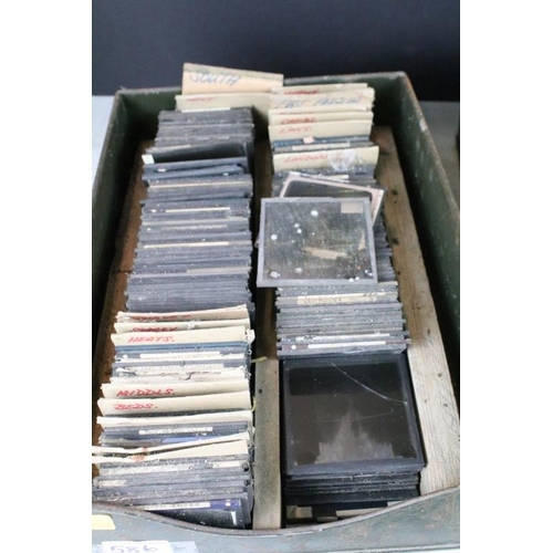 586 - Three boxes of English topographical magic lantern slides to include London, Kent, Sussex, Yorkshire... 