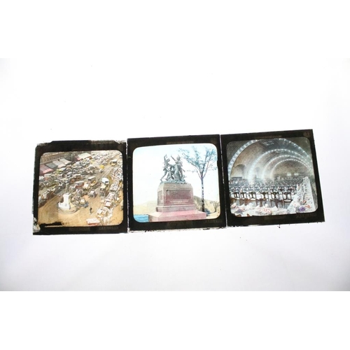 587 - Three boxes of magic lantern slides to include topographical; St Lucia, Turkey, USA and Canada (most... 