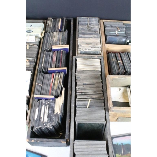 592 - A large collection of approx 200 x coloured glass magic lantern slides to include Alice in Wonderlan... 