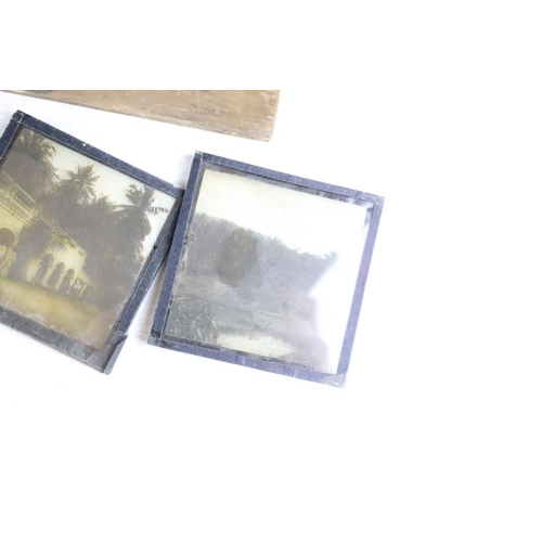 595 - A large collection of approx 200 x glass magic lantern slides to include religious images, maps, edu... 