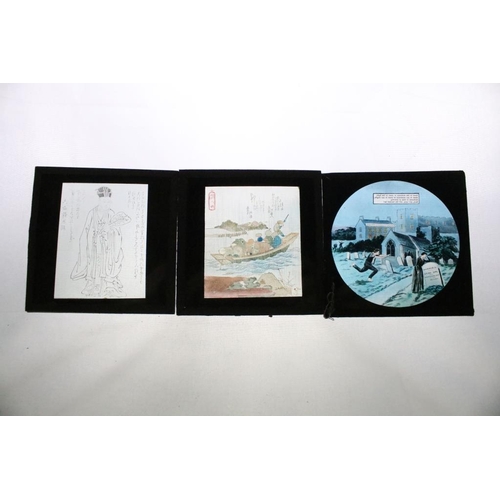 595 - A large collection of approx 200 x glass magic lantern slides to include religious images, maps, edu... 