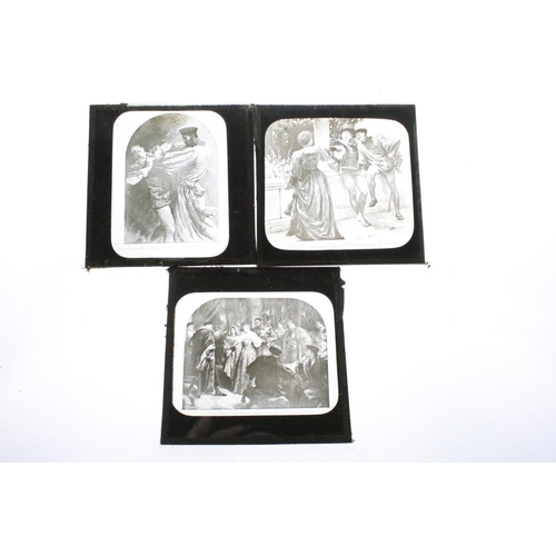 595 - A large collection of approx 200 x glass magic lantern slides to include religious images, maps, edu... 