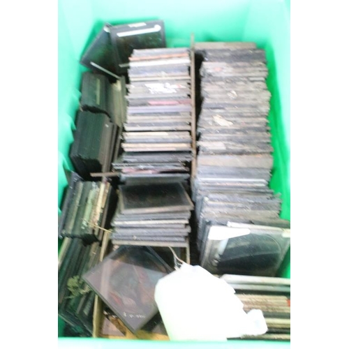 595 - A large collection of approx 200 x glass magic lantern slides to include religious images, maps, edu... 