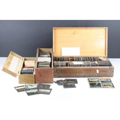 598 - A collection of over 150 magic lantern glass slides, mostly transportation related to include steam ... 