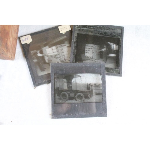 598 - A collection of over 150 magic lantern glass slides, mostly transportation related to include steam ... 