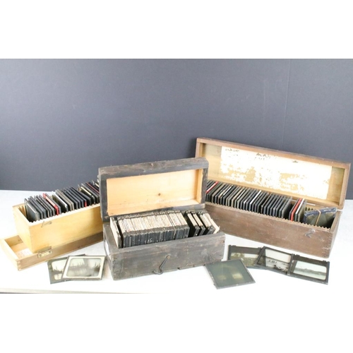 600 - A collection of over 100 magic lantern slides, mainly nautical to include sail boats, tall ships ...... 