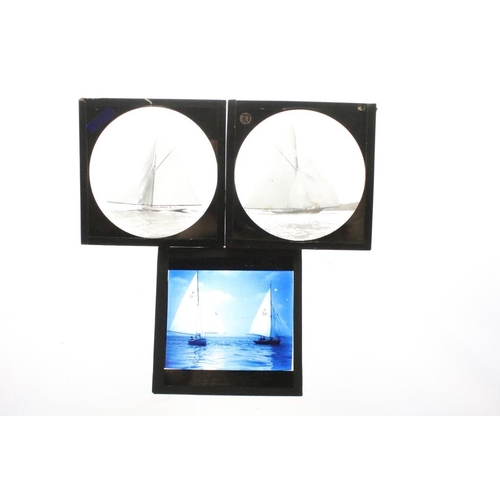 600 - A collection of over 100 magic lantern slides, mainly nautical to include sail boats, tall ships ...... 