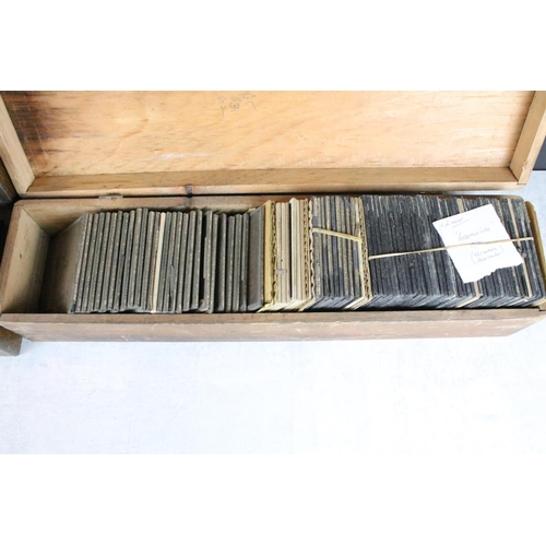 612 - Three boxes of magic lantern slides. Subjects to include illustrated angels, works of art, topograph... 