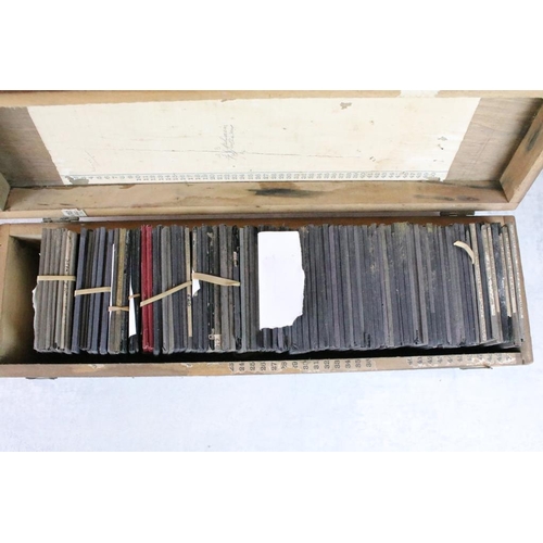 613 - Three boxes of magic lantern slides. Subjects to include birds (hand coloured), Royal related includ... 