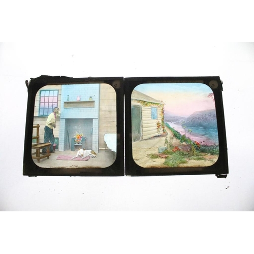 615 - Three boxes of magic lantern slides. Subjects to include topographical, Italy, Italian architecture,... 