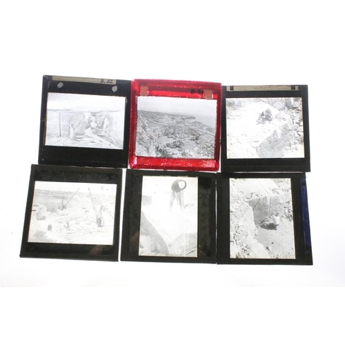 617 - Three boxes of magic lantern slides. Subjects to include stone masonary, war in egypt, and a selecti... 